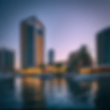 Stunning waterfront view showcasing a modern Water's Edge building