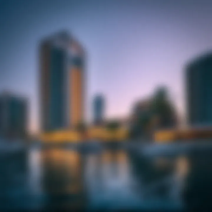 Stunning waterfront view showcasing a modern Water's Edge building