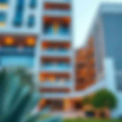 Architectural detail of Zain Apartments showcasing modern design elements