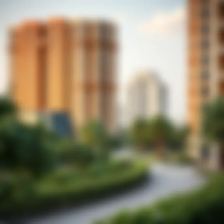 Vibrant community surrounding Zain Apartments with greenery and recreational areas