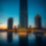 Stunning view of Harbour Gate Tower 2 at dusk