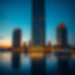 Stunning view of Harbour Gate Tower 2 at dusk