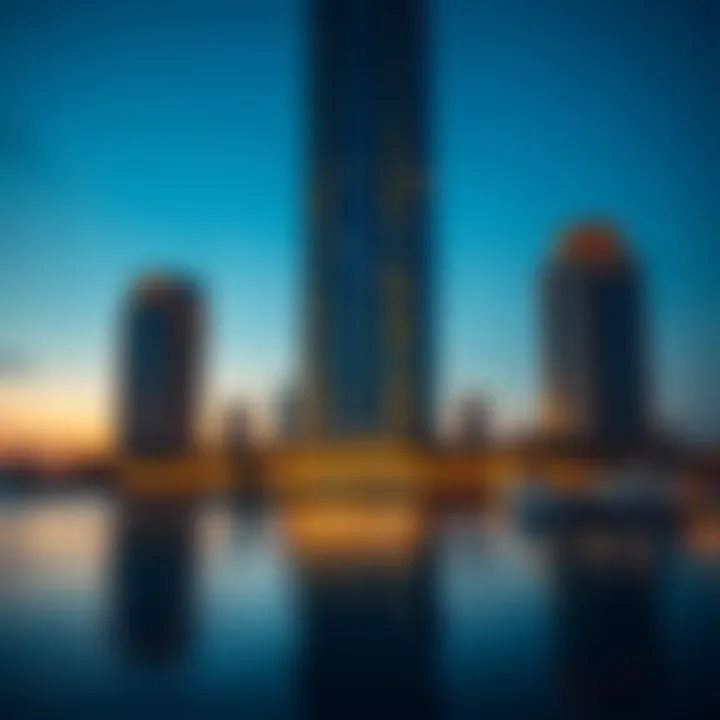 Stunning view of Harbour Gate Tower 2 at dusk