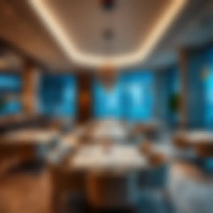 An elegant restaurant interior showcasing modern design