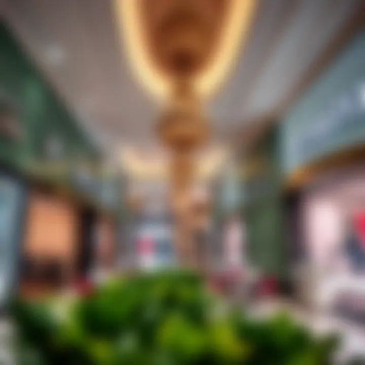 A variety of high-end retail stores featuring luxury brands in Mercato Mall