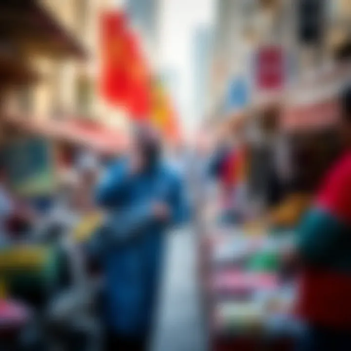 A vibrant market scene in Mohammad Bin Rashid City illustrating economic activity