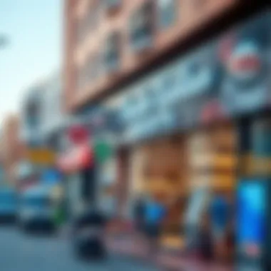 A vibrant street view of Deira showcasing commercial shops