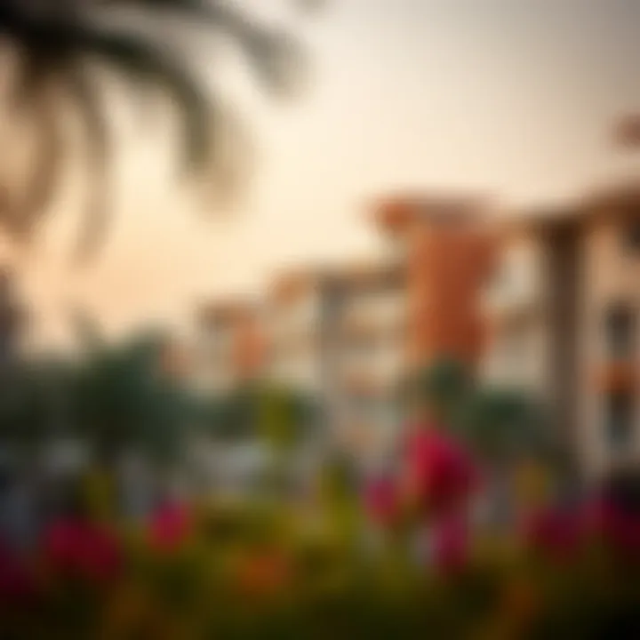 A vibrant neighborhood scene in Dubai highlighting community living