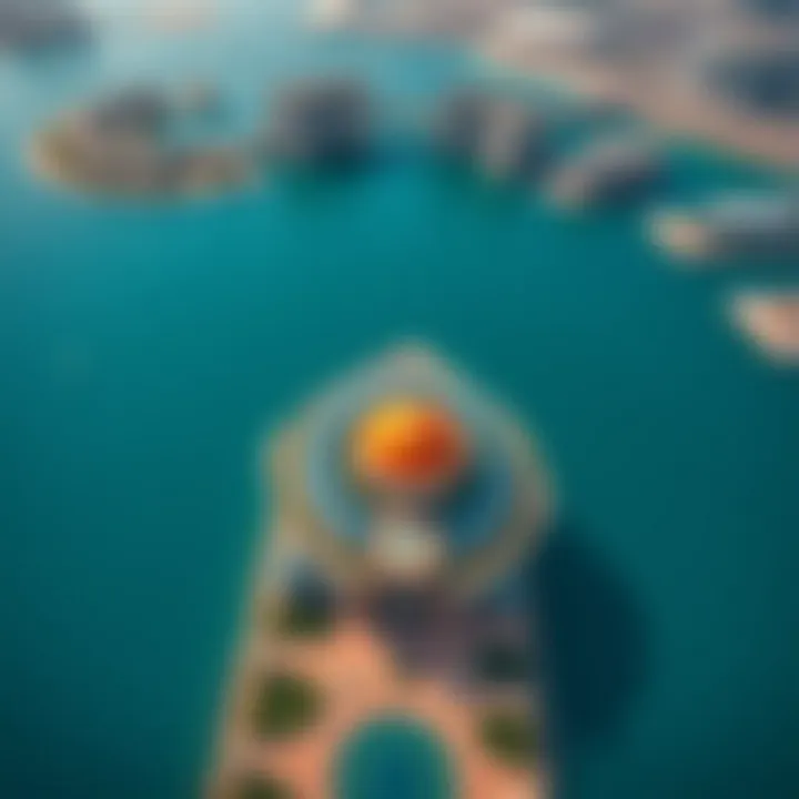 Aerial view of Palm Jumeirah featuring Serenia the Palm