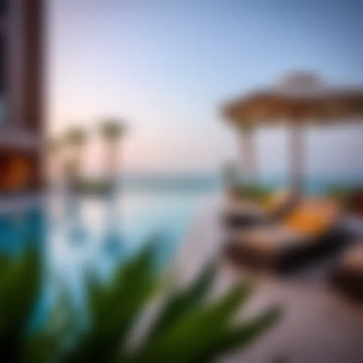 Luxurious pool area with sun loungers and scenic views