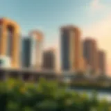 A panoramic view of Sun and Sands Al Barsha showcasing modern architecture and vibrant community life