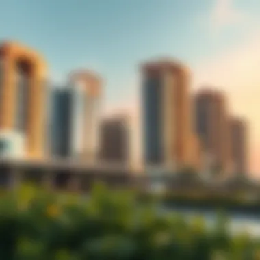 A panoramic view of Sun and Sands Al Barsha showcasing modern architecture and vibrant community life