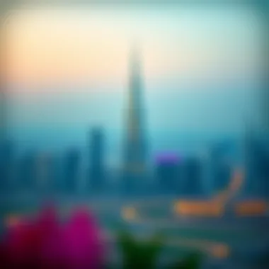 Thuraya Tower from a distance showcasing Dubai skyline