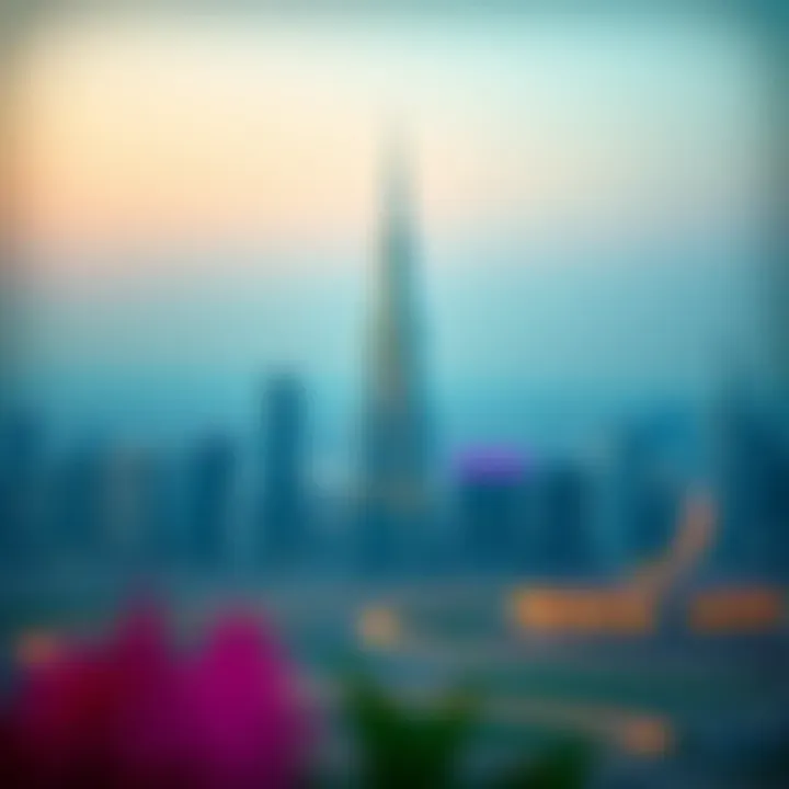 Thuraya Tower from a distance showcasing Dubai skyline