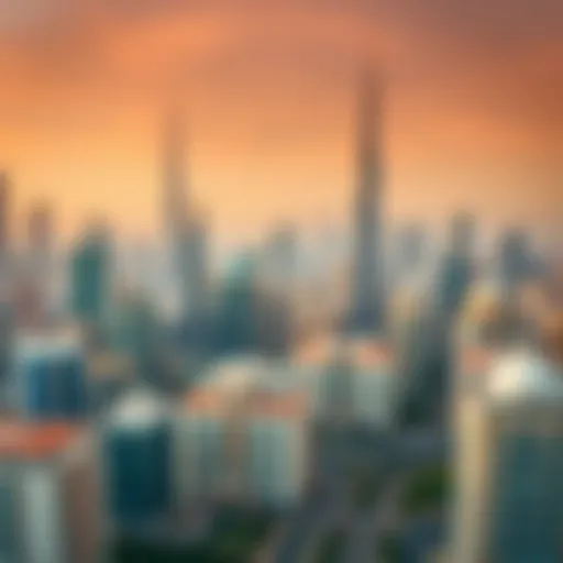 Aerial view of Dubai skyline showcasing diverse architectural styles.